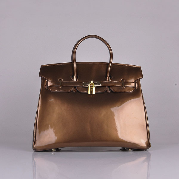 Hermes Birkin 35CM Patent Leather 6089 Hardware Bronze Coloured